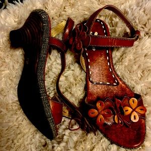 Spring Step kitten heel brown sandal